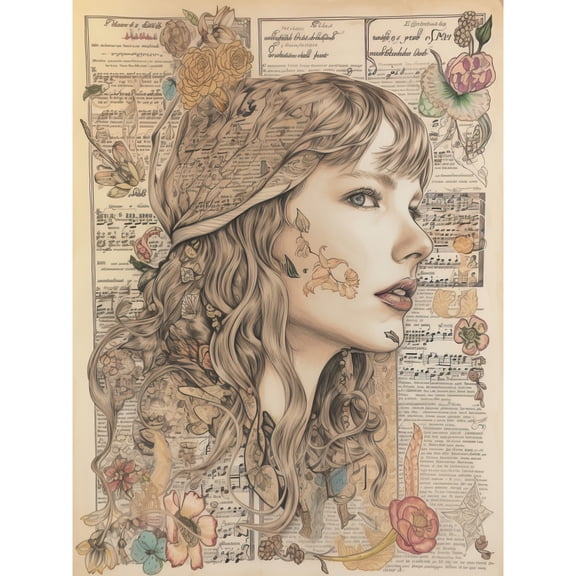 Upcycled Music Book Page Singer Portrait Illustration Unframed Wall Art Print Poster Home Decor Premium