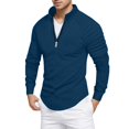 thumbnail image 3 of Mens Golf Shirts Zipper Slim Fit Stretch Shoulder Pleated Zip Mens Workout Shirts Golf,Navy,3XL, 3 of 6