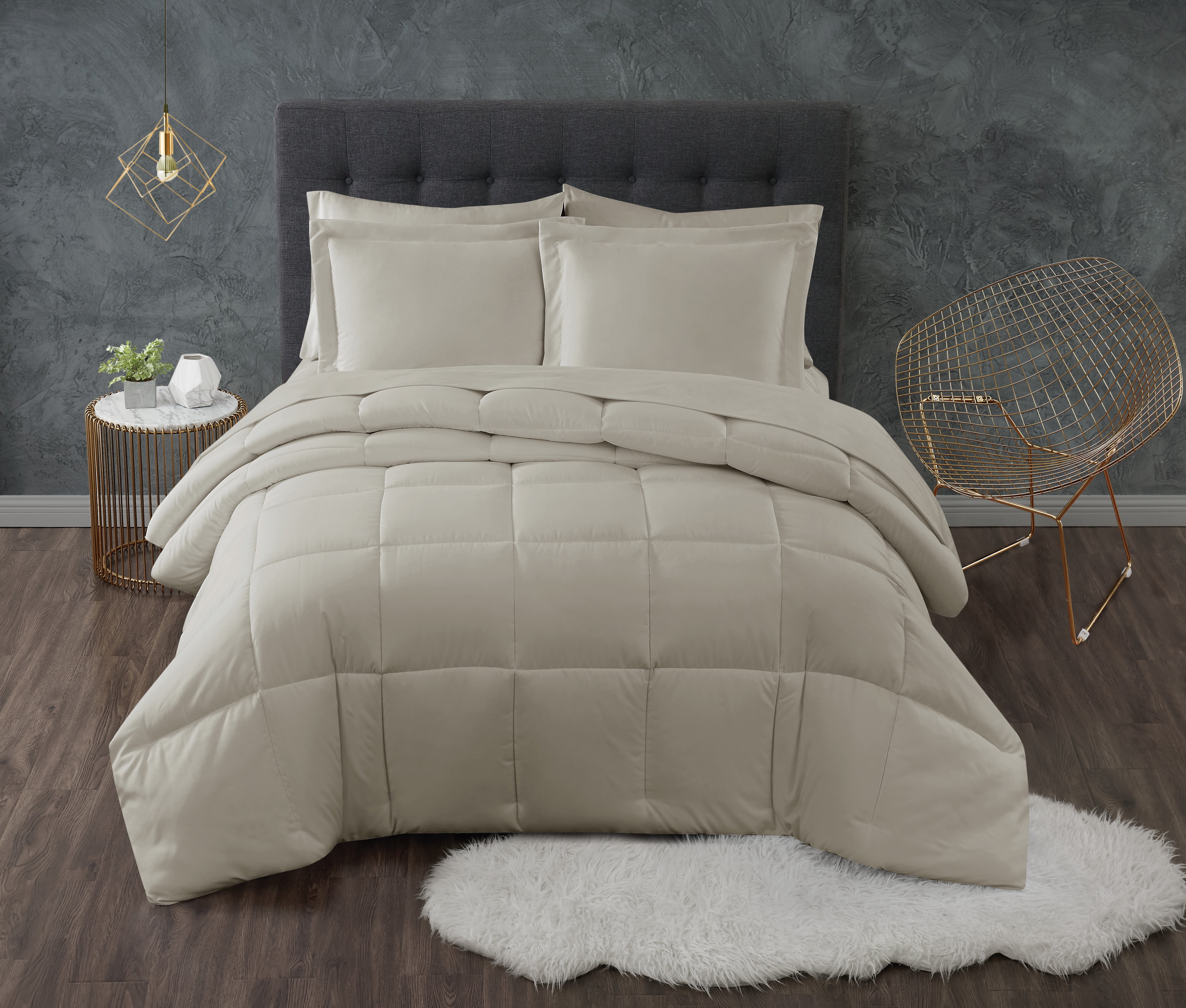Full/Queen 3pc Antimirobial Down Alternative Comforter Set Khaki - Truly Calm