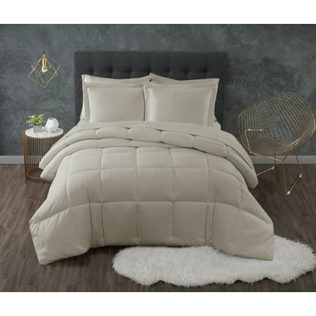 Truly Calm Antimicrobial Hypoallergenic 3-Piece Comforter Set, Tan, Full/Queen