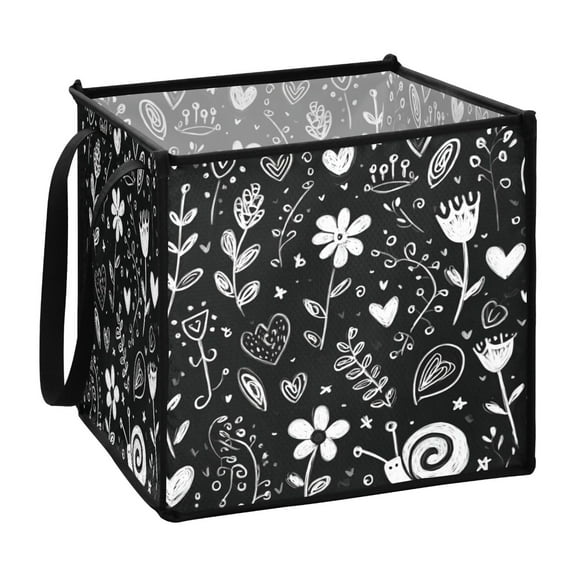 Home Organizer Foldable Fabric Storage Bin With Handle Various Abstract Flowers