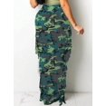 thumbnail image 2 of Green Camo Print Side Fringe Maxi Skirt Casual Bodycon Fit, 2 of 28