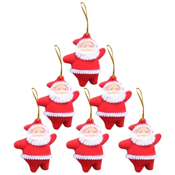 Clearance Under $1, 6pcs Plush Santa Hanging Ornaments, Christmas Tree Decorations & Party Favors