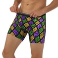 thumbnail image 3 of Picia Mardi Gras Shiny Green Purple Pattern Men's Athletic Long Leg Briefs , Performance Stretch Underwear，Moisture-Wicking, 3 of 7