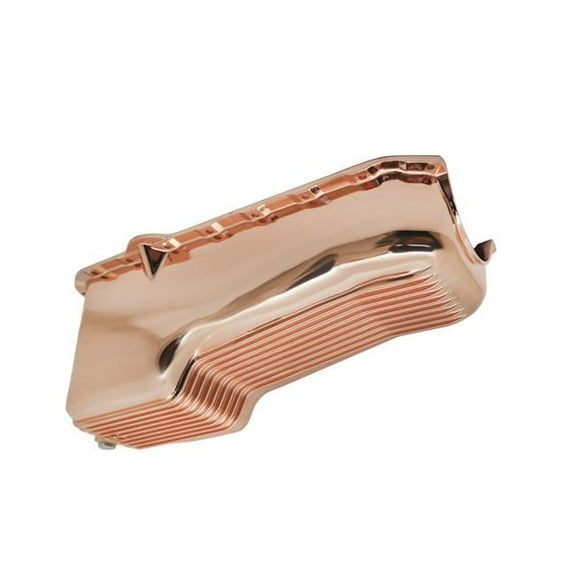 Aluminum Stock Capacity Oil Pan for 1980-1985 Chevy Small Block 267-283-305-327-350 - Retro Finned - Copper