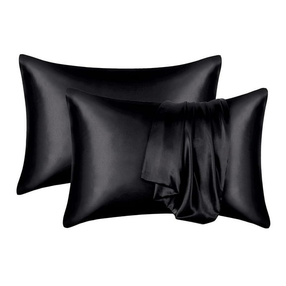 Silk Pillow Cases 2PC,Standard Size Silk Pillowcase with Zipper,Soft Breathable Smooth Cooling Satin Silk Pillow Covers for Sleeping for Hair and Skin