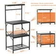 thumbnail image 2 of Kitchen Bakers Rack with Storage Shelves, Small Coffee Bar Cart with 8 Hooks, 4 Tiers Microwave Stand Station with Adjustable Shelves, Freestanding Kitchen Appliance Organizer, 2 of 9