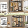 thumbnail image 2 of Perchero Resistente de 4 Niveles con 6 Estantes – Clóset Armable para Ropa, Repisas y Barras Ajustables, Estructura de Metal (Soporta 522 kg), Diseño en L o Lineal para Recámara, 2 of 6