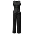 thumbnail image 6 of Dazajoo 2 Piece Work Sets for Women Button Blazer Vest and High Waisted Wide Leg Pants Sets Business Casual Office Outfit Black,S, 6 of 8