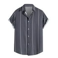 thumbnail image 2 of Oalirro Mens Hawaiian Shirts Short Sleeve Men Casual Buttons Turndown Single Breasted Striped Shirt Short Sleeve Hawaii Shirt, 2 of 5