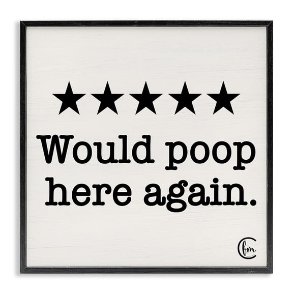 Stupell Industries Eclectic Bathroom Rating Five Stars Black Framed Giclee Art, 12 x 12, by Penny Lane Publishing