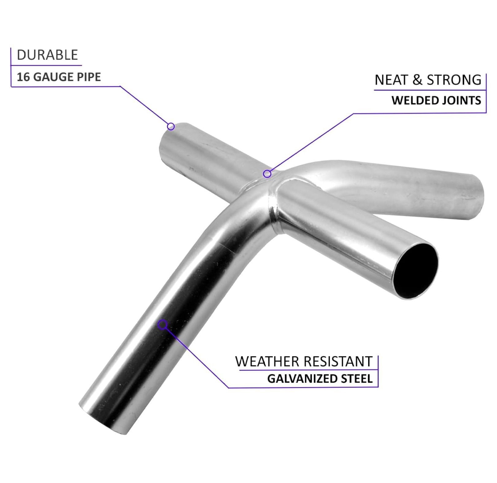 Canopy Fittings 1-3/8" 4-Way Connectors - 3 Pack | Carport Tent Shed Couplers | Galvanized Steel Frame Joints | Without Poles