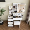 thumbnail image 4 of Montary 39.3" Spacious Vanity Desk Set with LED Adjustable Mirror, 4 Drawers and Multiple Open Storage Shelves, A Hair Dryer Holder and Power Socket,White, 4 of 9