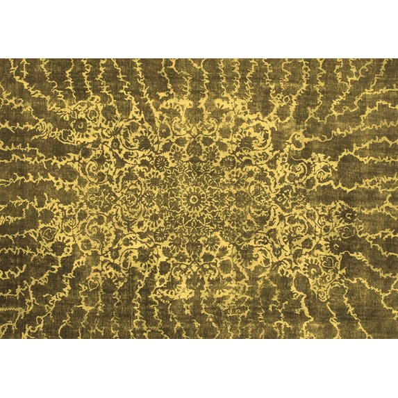Ahgly Company Indoor Rectangle Abstract Brown Modern Area Rugs, 2' x 5'
