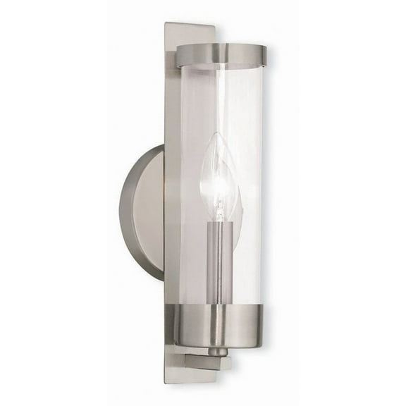 1 Light New Traditional Steel Ada Wall Sconce with Clear Glass-12 inches H By 4.75 inches W-Brushed Nickel Finish Bailey Street Home 218-Bel-1875292