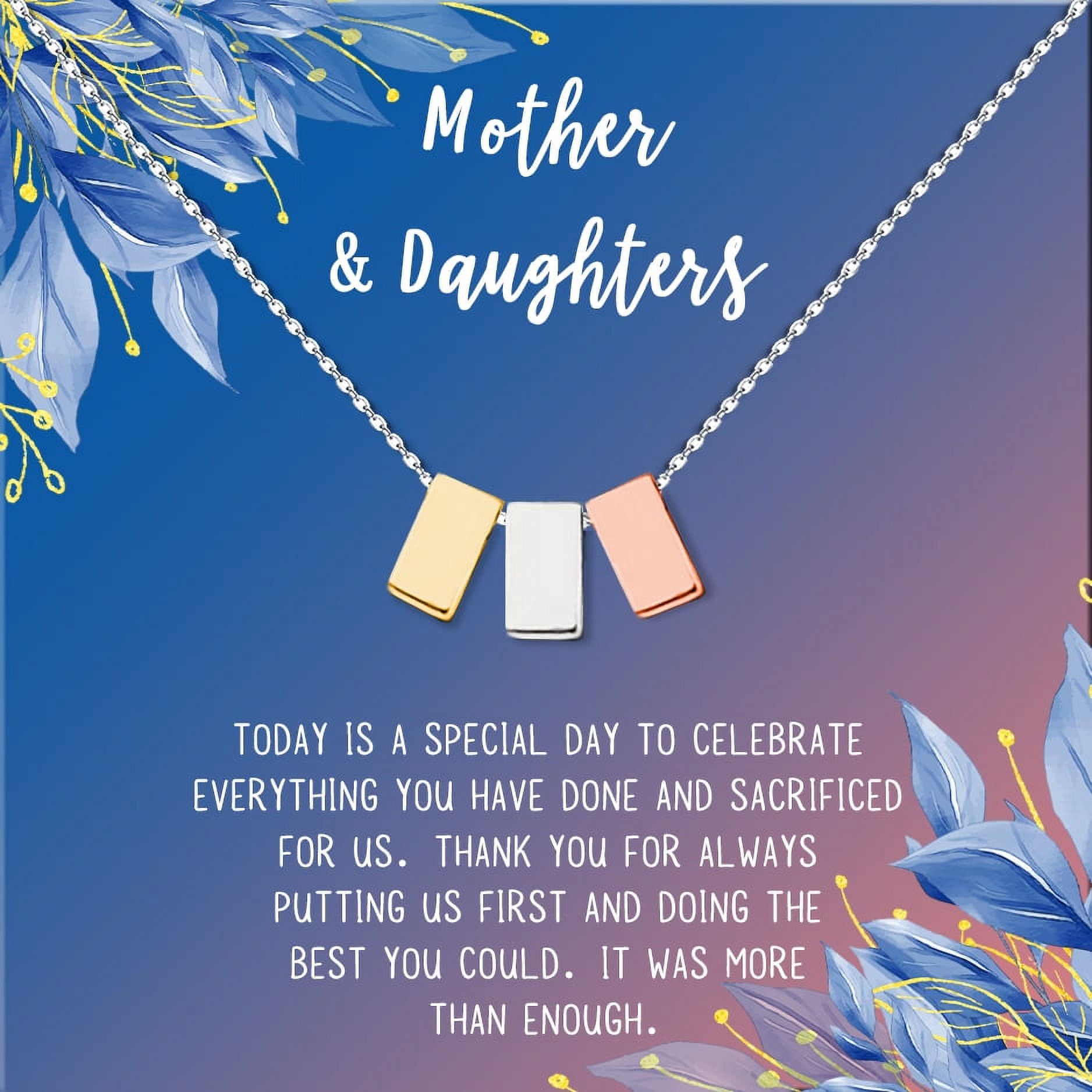 Mother and Daugther Mother's Day Gift, Mother's Day Gift from Daughter, Mother Day Gift Ideas, Necklace and Card Gift for Mom, Gift for Mom, Gift her Her[Multi-Color Triple Cube,Blue-Orange Gradient]