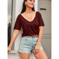 thumbnail image 3 of Women Large V-Neck Short Sleeve Bottoming Shirt, 3 of 6