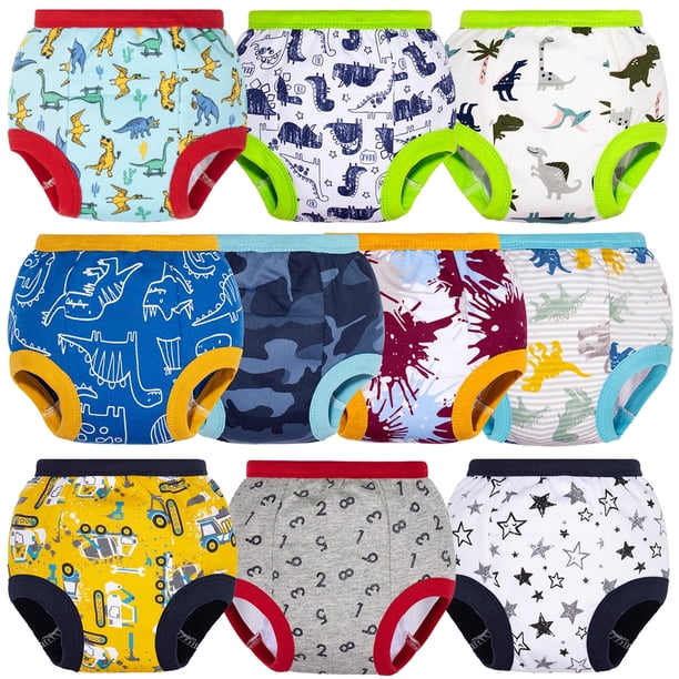 BIG ELEPHANT Pantalones de Entrenamiento para Bebés Niños, Ropa Interior de Entrenamiento Suave de Algodón para Niños Pequeños, Paquete de 10, Talla 2T
