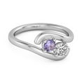 thumbnail image 2 of 0.5 Ct Amethyst 925 Sterling Silver Two Stone Swirl Engagement Women Valentines Day Gifts Ring, 2 of 3