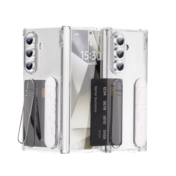 Decase for Samsung Galaxy Z Fold 7 2025 Full Body Grip Wallet Case,Built in Screen Protector & Hinge Protection,Shockproof Hard PC Protective Cover W Kickstand Card Holder,Clear