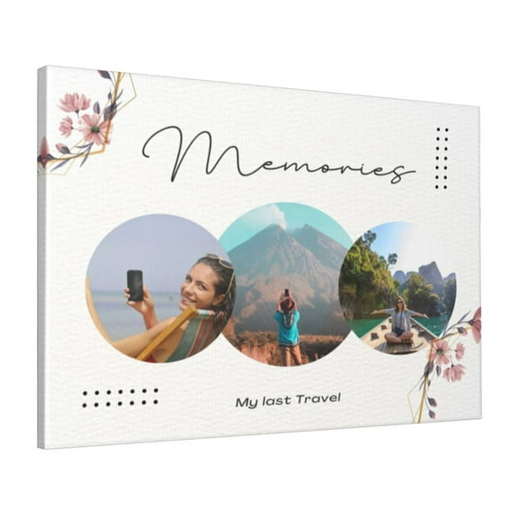 Custom Canvas Prints Pink & White Minimalist Floral Personalized Photo Image Collage DIY Framed Kit Wall Art Picture Room Decor 16x20 inch