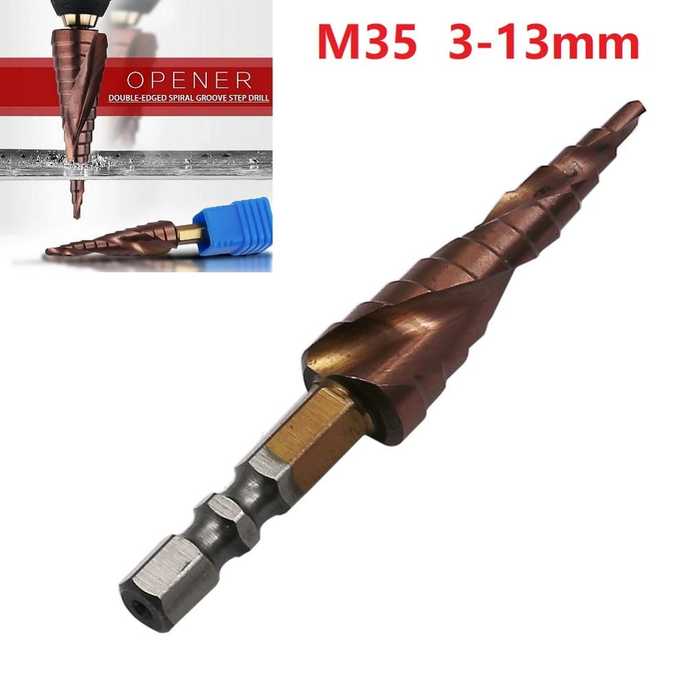 HSS Cone Cobalt 6.35mm Hex Shank Step Drill Bit Hole Saw Cutter Tool 3-12mm New 