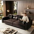 thumbnail image 6 of LLappuil King Size Pull Out Sofa Bed, Oversized Faux Leather 4 Seat Sofa Convertible Sleeper Sofa Bed Dark Brown, 6 of 11