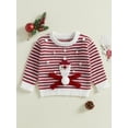 thumbnail image 4 of PaerPade Toddler Baby Girls Christmas Sweater 6 12 18 24 Months 2T 3T 4T Striped Santa Claus with 3D Snowball Sweater in Red, 4 of 10
