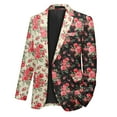 thumbnail image 6 of Cloudstyle Men's Patchwork Printed Notch Lapel Single-Breasted One-Button Blazer with Center Back Vent, 6 of 10