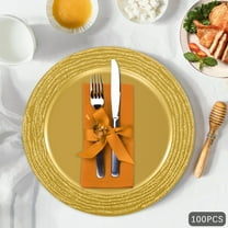 100 Pcs Antique Charger Plates Gold Dinner Charger Plates Tabletop Round Charger Plates for Wedding Decor