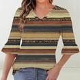 thumbnail image 2 of YABCSAZ Womens 3/4 Sleeve T Shirts Floral Printed Casual Loose Shirts V Neck Ruffle Soft T Shirt Fall Clothes for Women 2025, 2 of 6