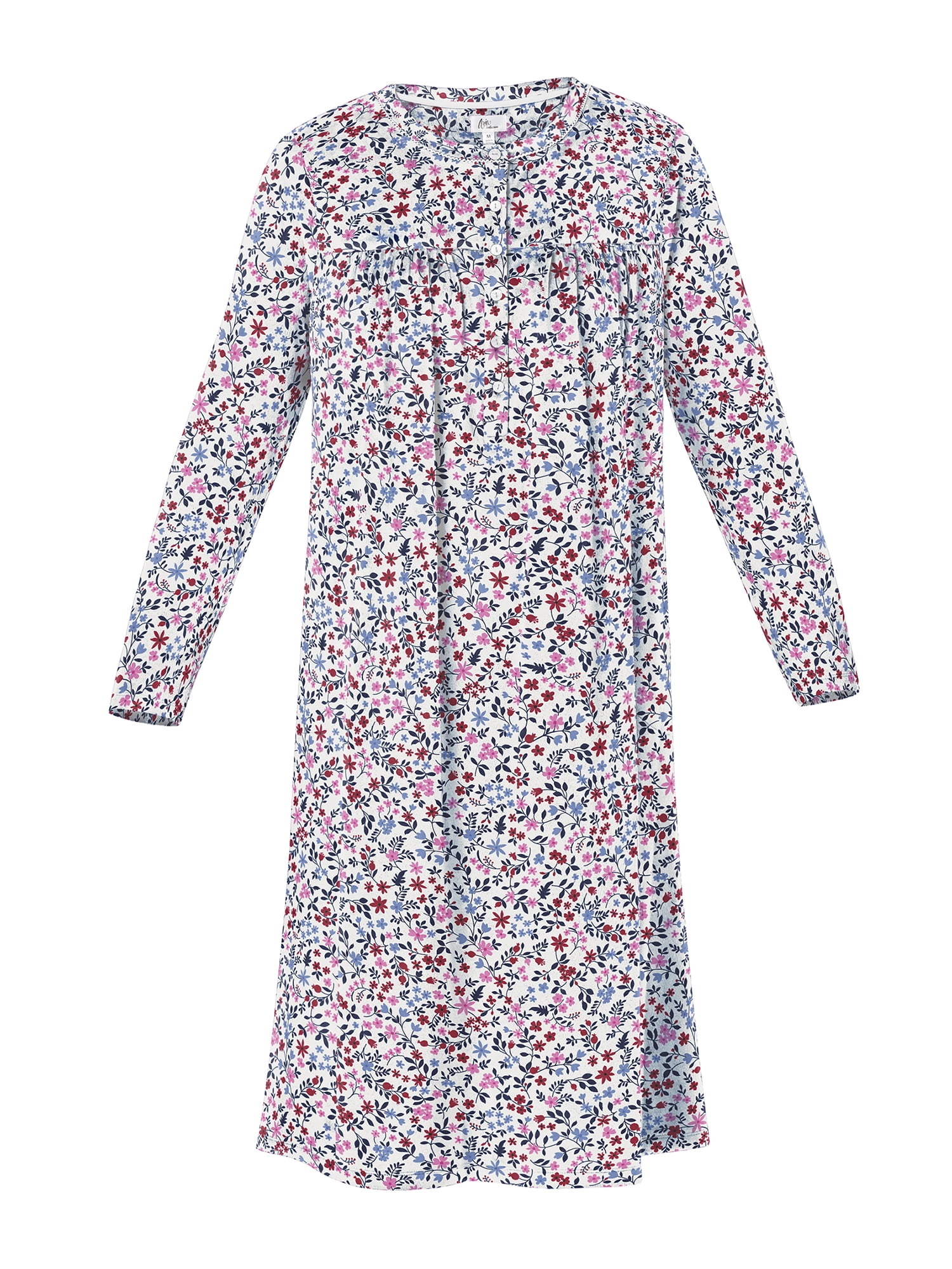 Aria Women’s Long Sleeve Stretch Velour 44" Sleepwear Nightgown, Sizes XS-5X