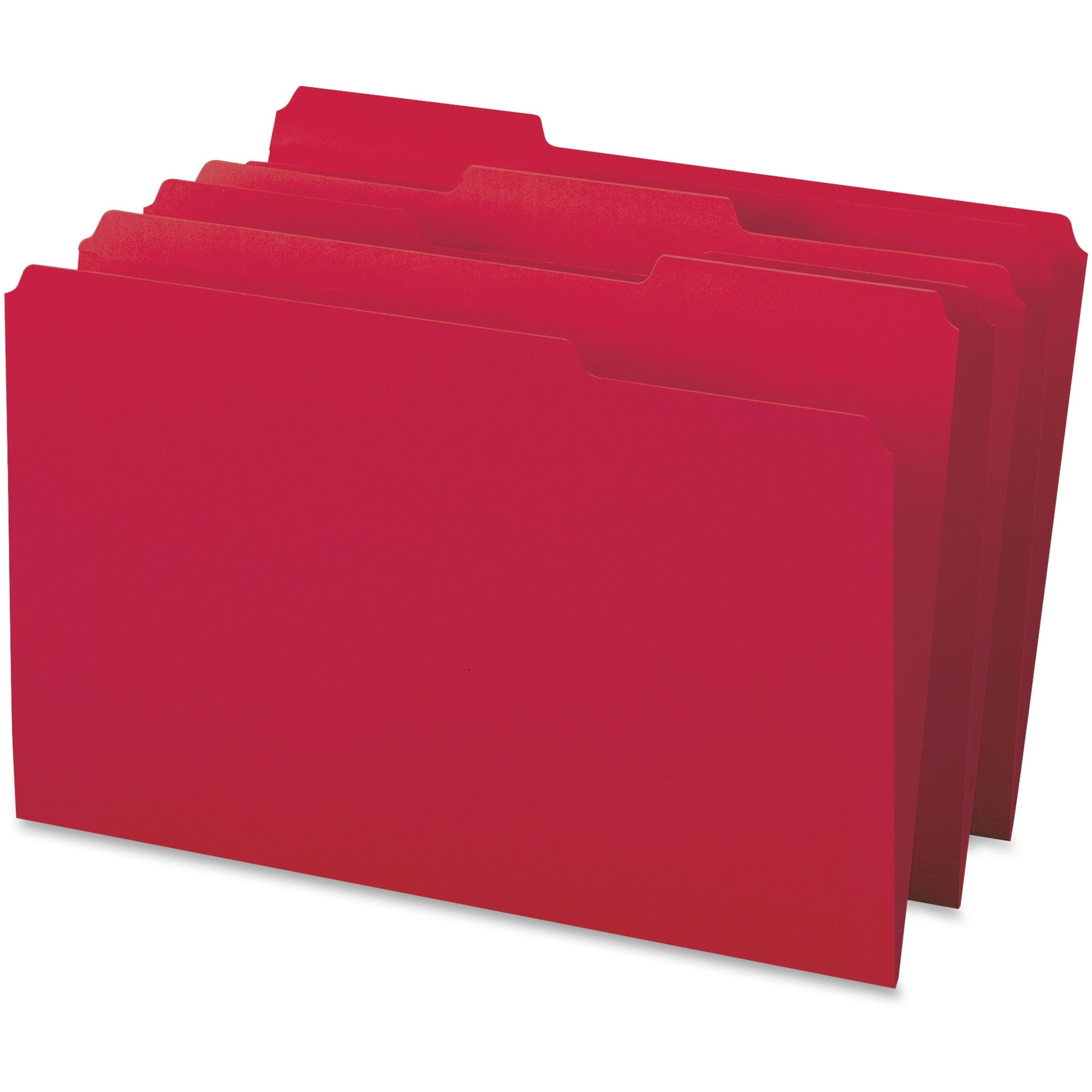 Business Source, BSN99720, 1/3-cut Tab Legal Colored File Folders, 100 / Box, Red