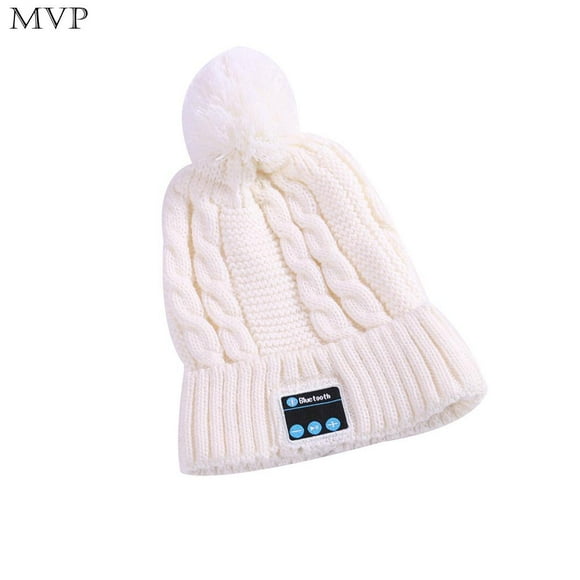 Casquette Tricotée Sans Fil Bluetooth - Crème