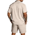 thumbnail image 4 of Men's 2 Pieces Short Sleeve Button Down Shirts and Short Set Casual Beach Vacation Summer Outfits, 4 of 6