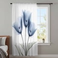 thumbnail image 4 of Blue Tulip Sheer Curtains 45 Inches Long, Spring Floral Botanical Leaves Pastoral Light Filering Curtains, Breathable Simi Curtain Privacy Drapes for Kitchen Bathroom Small Window Treatment, 4 of 9