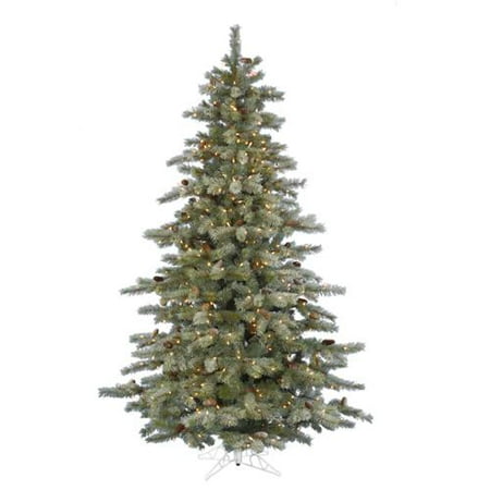 6.5' Medium Frosted Sartell Artificial Christmas Tree with Pine Cones - Clear Dura Lights