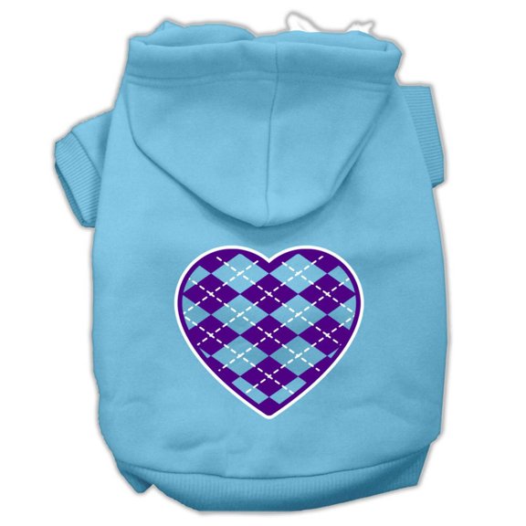 Pet Dog Cat Hoodie Screen Printed, "Purple Argyle Heart"