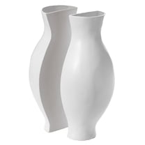 Tall Narrow Vase, Sleek Split Vase, Modern Floor Vase, Decorative Gift, Vase for Interior Design, 24.5 Inch Vase for Wedding Dinner Table Party Living Room Office Bedroom, Set of 2 White
