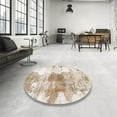 thumbnail image 4 of Ahgly Company Machine Washable Indoor Square Abstract Gold Area Rugs, 5' Square, 4 of 7