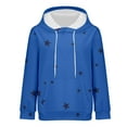 thumbnail image 4 of Women's Star Print Drawstring Hooded Sweatshirt with Pocket, Oversized Long Sleeve Pullover, Plus Size Soft Comfy Fall Top for Streetwear, Casual Daily Wear and Concert Events Blue L, 4 of 9