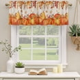 thumbnail image 2 of Thanksgiving Curtain Valances for Windows, Kitchen Valance Window Treatments Panel 2 Pack, Autumn Pumpkin Orange Red Vintage Leaf Rod Pocket Short Curtains for Bathroom Bedroom 42 x 12 Inch, 2 of 8