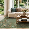 thumbnail image 5 of Wonnitar 4x6 Floral Washable Rug, Soft Green Rugs for Bedroom, Non-Slip Low-Pile Carpet for Nursery Laundry Entrance, 5 of 12