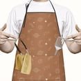 thumbnail image 2 of Brown Planet Moon Star Pattern Apron-Garden Aprons for Women with Pockets-Cotton Linen Waterproof Kitchen Cooking Gardening Aprons Adjustable for Kitchen,Cooking,BBQ and Salon 33x27 Inch, 2 of 7