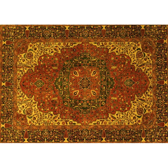 Ahgly Company Indoor Rectangle Persian Yellow Traditional Area Rugs, 4' x 6'