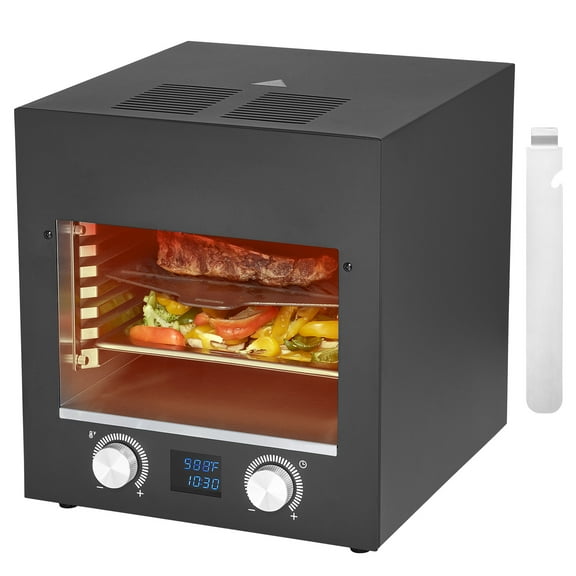 KFFKFF Infrared Electric Grill, 1800W Non-Smoking Electric Roaster, 1450°F Stainless Steel Meat Heater with 6-Level Adjustable Stand, Electric Infrared BBQ Device for Toasting, Grilling, Indoor Use