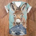 thumbnail image 1 of Fiudx Ofertas y Liquidaciones Moda Mujer Casual Cuello En V Blusa Sólida Manga Corta Camiseta Verano Tops, 1 of 3