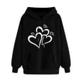 thumbnail image 2 of Fanxing Womens Valentines Hearts Sweatshirt, Cute Valentine Hoodies, Teacher Valentine Pullover Drawstring Hooded Tops, Love Valentine's Day Shirt Black,XXL, 2 of 7