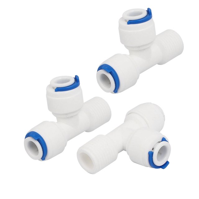 Conector rápido en forma de T de 3 vías con rosca macho M13 de tubo de 1/4" 3 piezas para sistema de agua RO