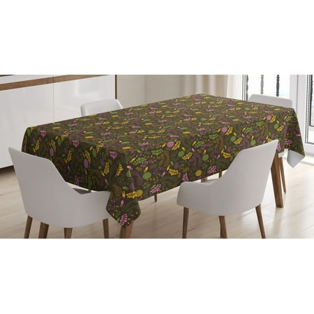 

Flower Tablecloth Doodle Blooming Foliage and Petals Flourishing Nature Pattern on Dark Background Rectangular Table Cover for Dining Room Kitchen 52 X 70 Inches Multicolor by Ambesonne